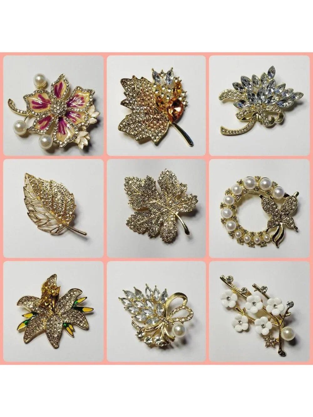 Set Of 9 Gold Tone brooches lot bundle brand new